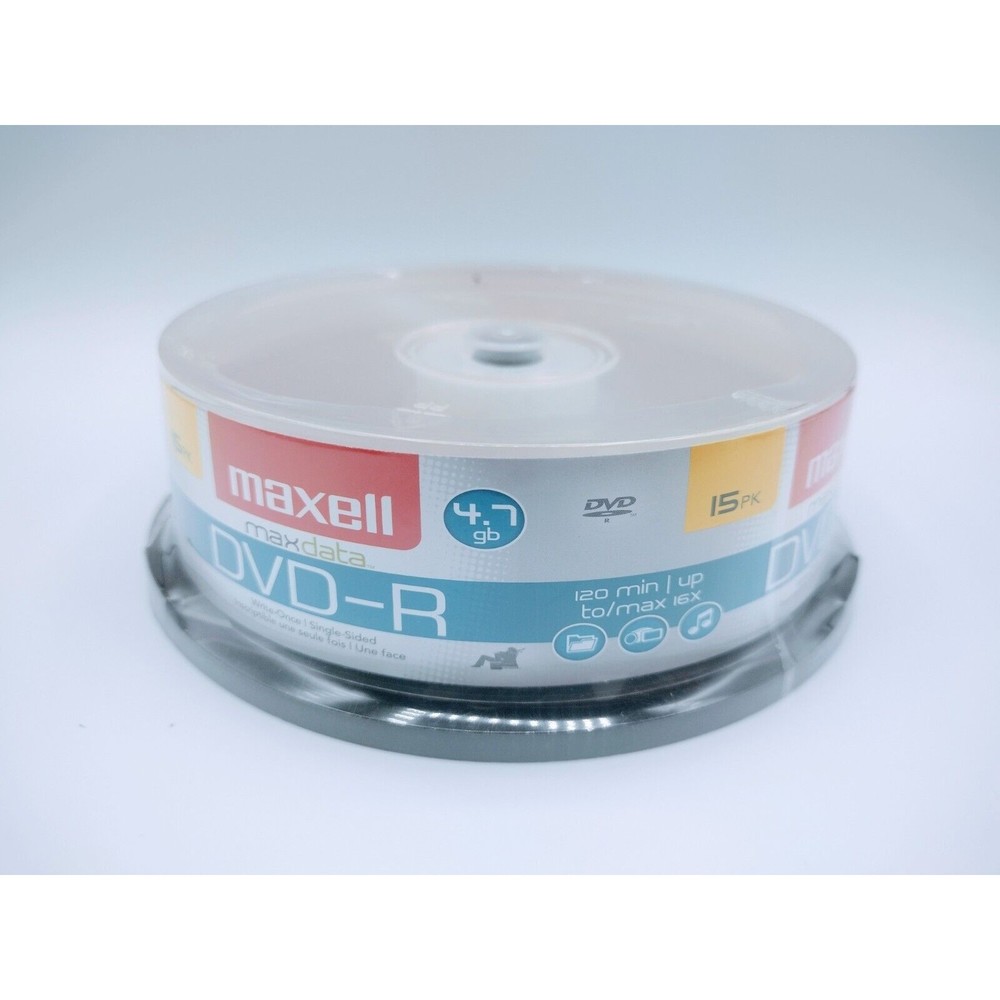 Maxell Max Data DVD-R 4.7GB Write-Once, 16x Recordable Disc (Spindle Pack of 15)